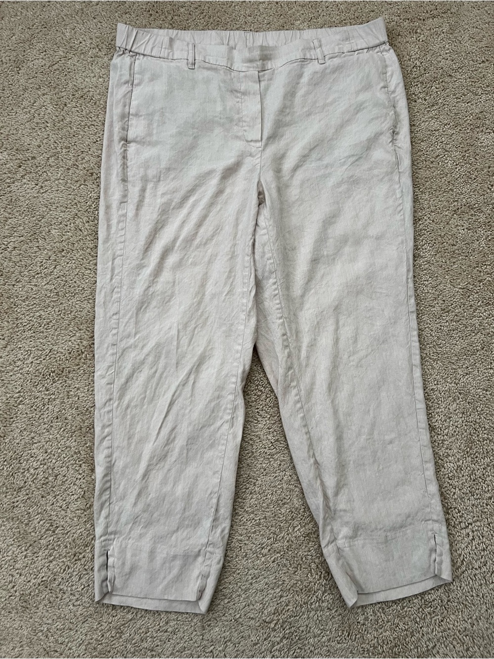 J.Jill Women’s Size XL Beige Linen Blend Pants Pull On Stretch Pockets